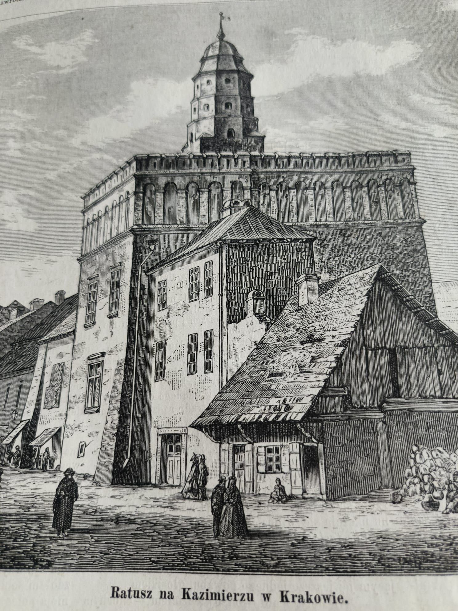 Unikat Ratusz na Kazimierzu w Krakowie Rycina 1875 wg. Gryglewskiego