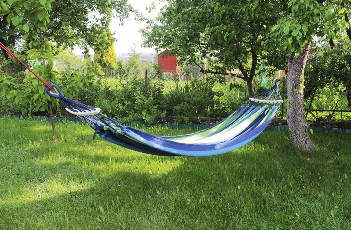 Duży Hamak OGRODOWY XXL 260x150 cm Turystyczny Z DRĄŻKIEM