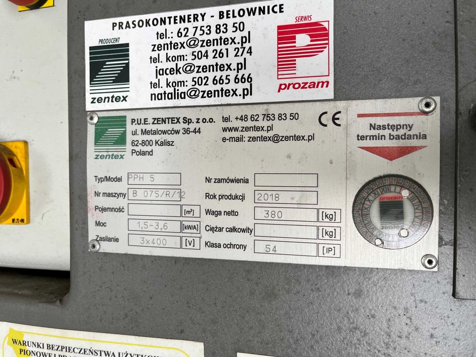 Belownica prasa zgniatarka rozdrabniacz ZENTEX PPH 5 2018 rok
