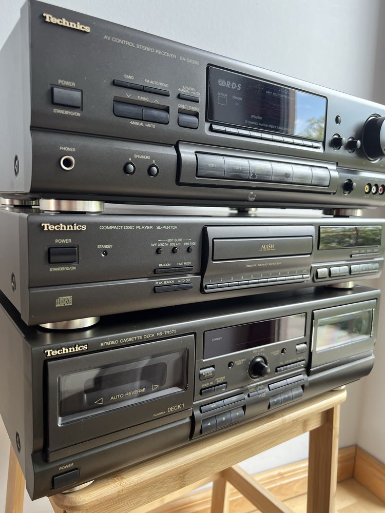 Wieża Technics amplituner SA-GX280 CD SL-PG470A Deck RS-TR373