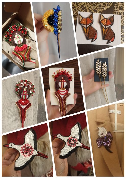 Брошка змія  колосок мотанка патріотична мак серце лелека ластівка