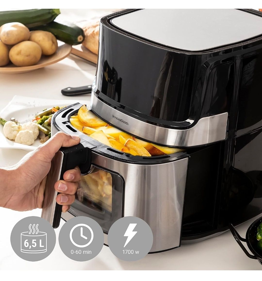 Frytkownica Bezolejowa InnovaGoods Fryinn View 6500 moc1700w 6,5l nowa