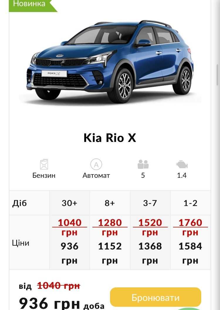 Прокат,оренда авто, подобово, Тернопіль Укр-прокат Kia Rio X 2021