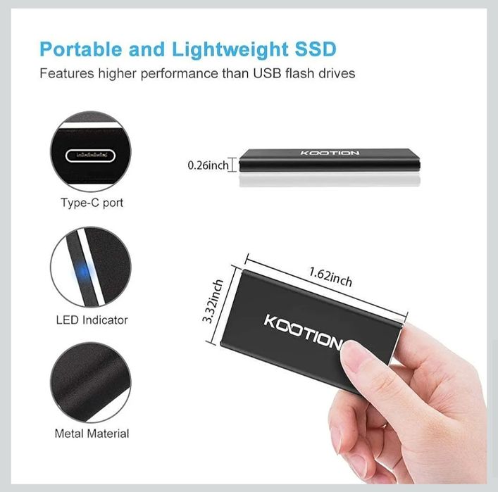 KOOTION Zewnętrzny dysk SSD 500 GB SSD USB 3.1 typu C