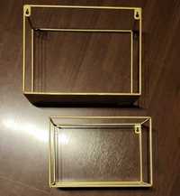 Półki dekoracyjne metalowe złote BRW Nowe zestaw 2 sztuk