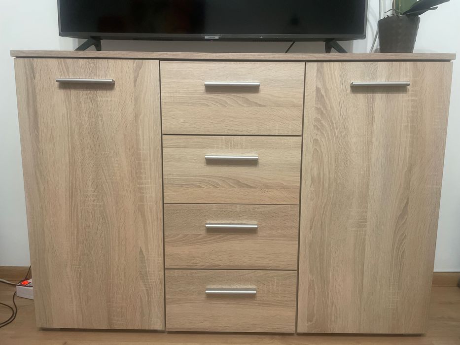 Komoda dąb sonoma 120 cm + szafka nocna