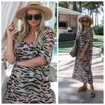 H&M S-L luźna długa owersizowa sukienka wzór zebra