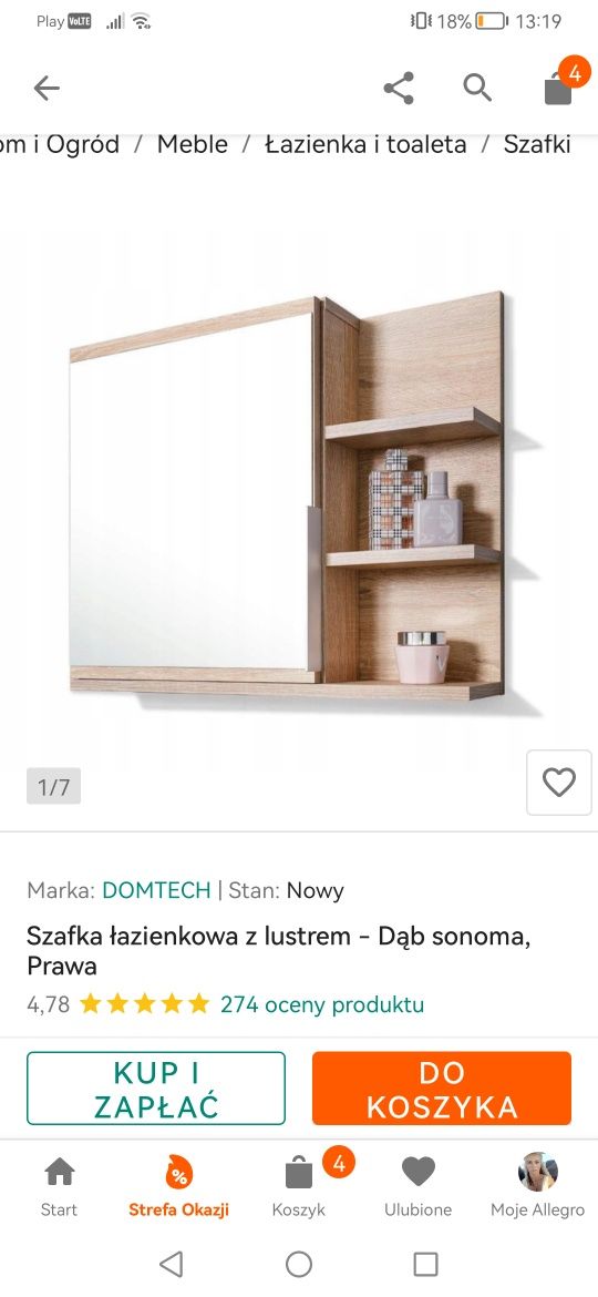 Lustro kolor Dąb sonoma