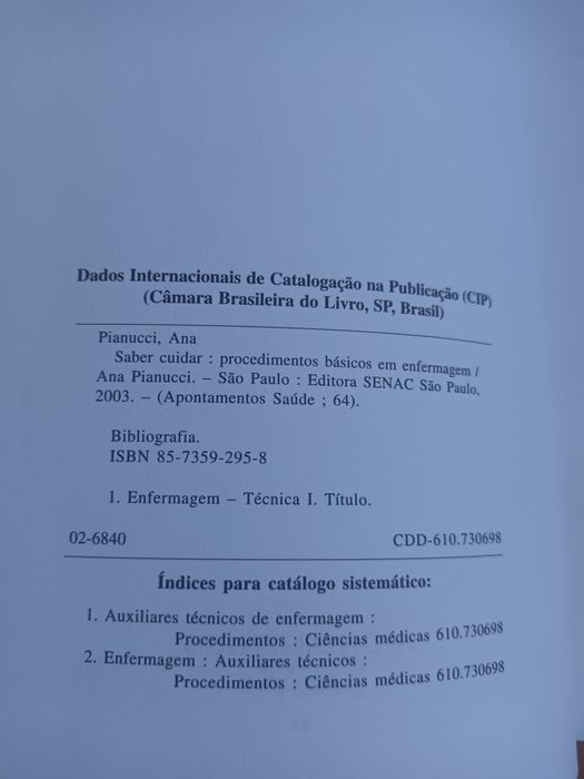 Livro Saber Cuidar: Procedimentos Básicos em Enfermagem