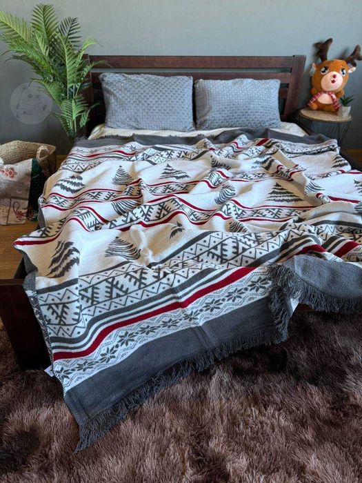 Новорічний плед євро Bridge Двостороннє покривало новорічне 200х220 см