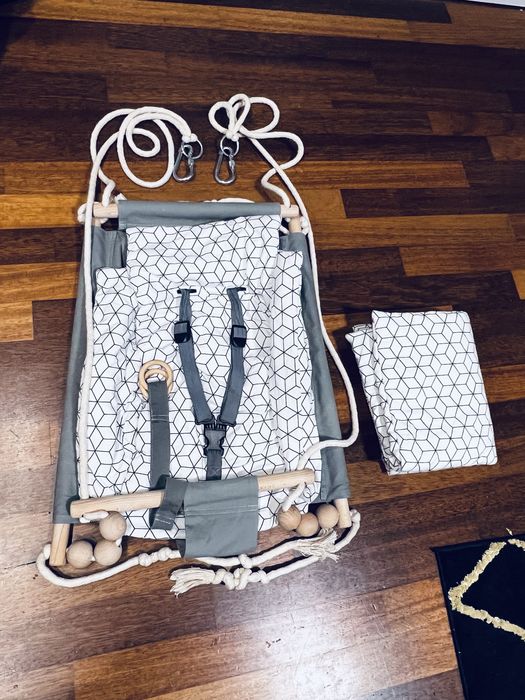 Huśtawka, kołyska dziecięca, drewniana, regulowana