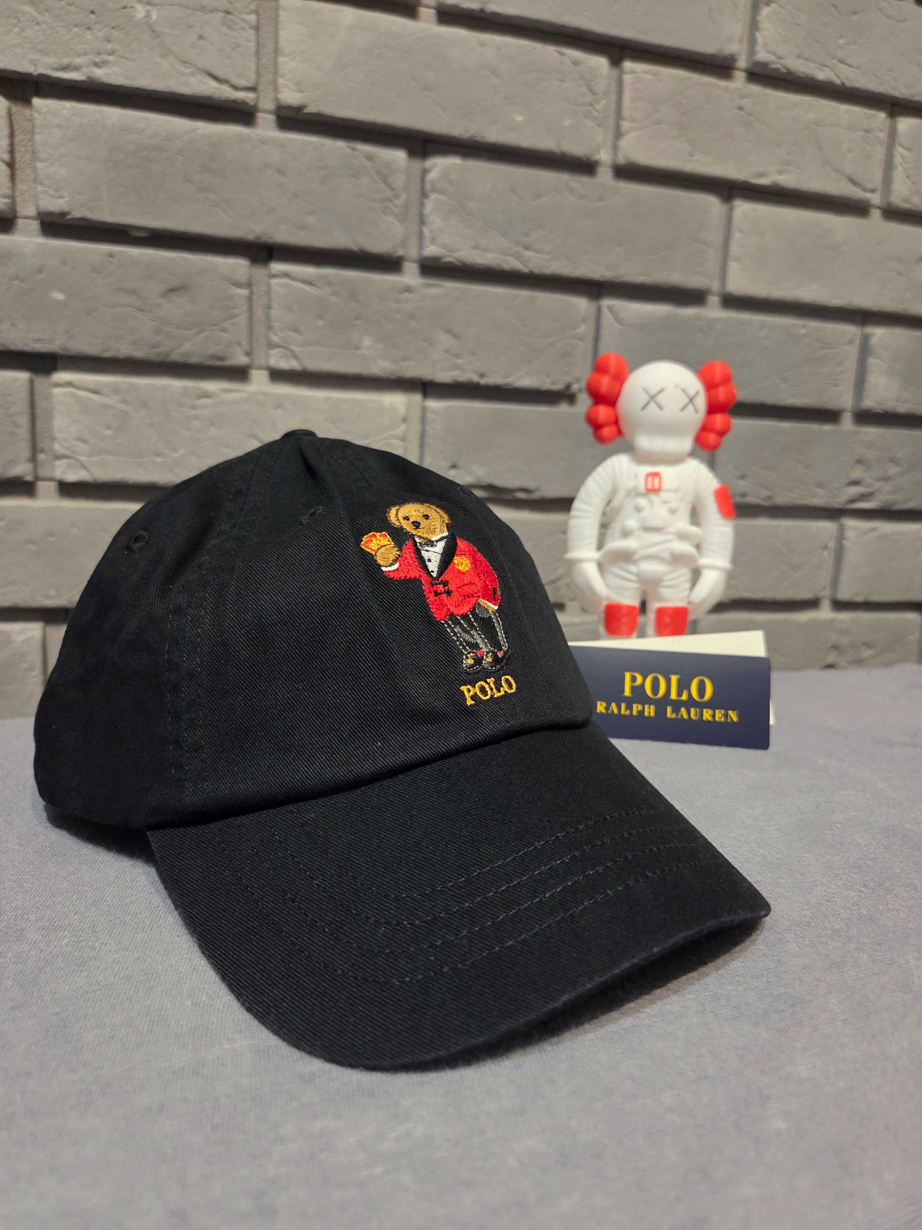 NOWA Czapka Polo Ralph Lauren z Daszkiem Czarna Bear Haftowane Logo