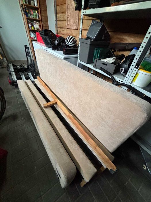 Rama łóżka tapicerowana beżowa na materac 160x200 cm