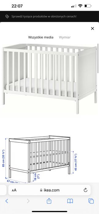 Łóżeczko dziecięce Ikea 60x120 materac