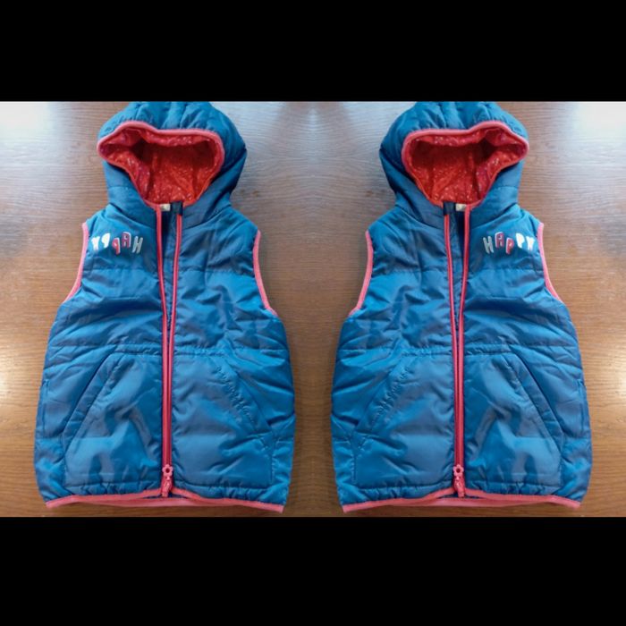 2 Ocieplane bezrękawniki kaptur bliźniaki Lupilu r.116. W.C.N.Rm.