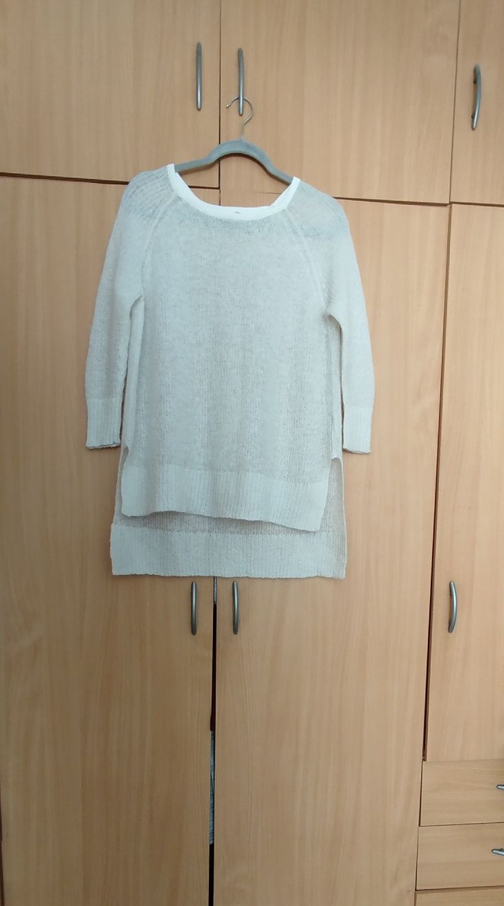 Sweterek cienki ,mohair 12 RIVER ISLAND białokremowy