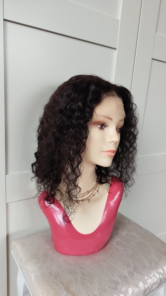 Peruka z naturalnych włosów lace front loczki