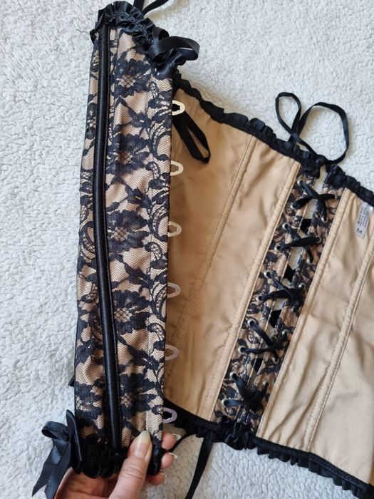 Gorset damski czarny złoty