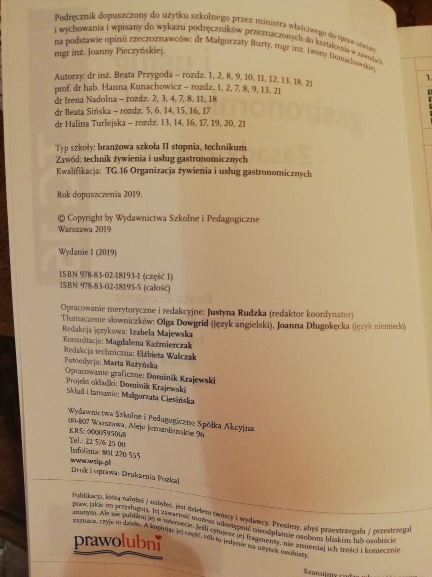 Organizacja żywienia i usług gastronomicznych cz. 1