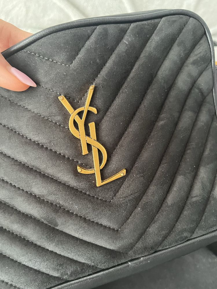 YSL torebka listonoszka, czarna, skora naturalna licowa