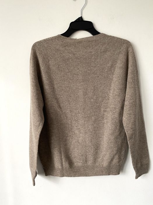 Nowy 100% wełna merino kardigan mokka beżowy merinowool merynos sweter