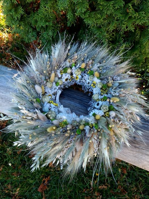 Jesienny wianek, boho, rustykalny, naturalny, dekoracja na stół, drzwi