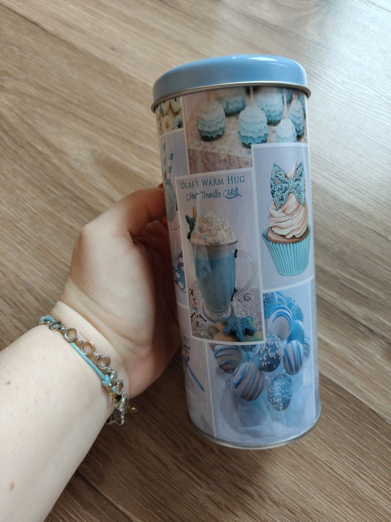 Niebieska, błękitna puszka na kawę, herbatę, ciastka. NOWA!