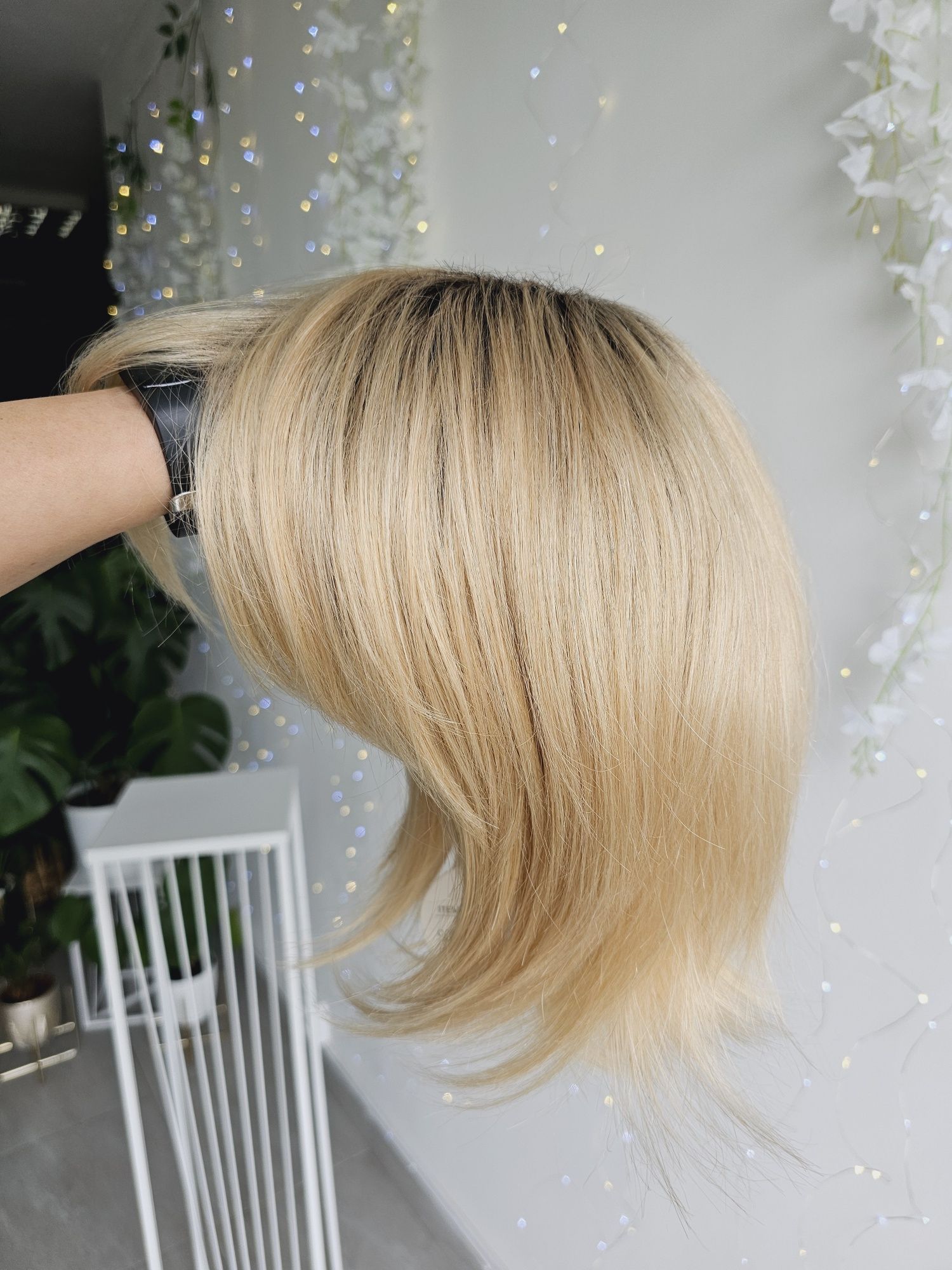 Peruka mieszana Krysia słoneczny blond z odrostem naturalna fryzura