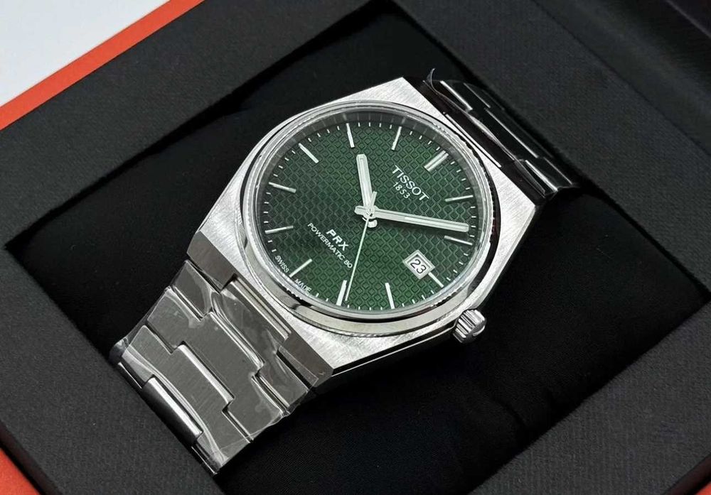 Часы Tissot PRX 40мм Powermatic 80 зелёные годинник подарок