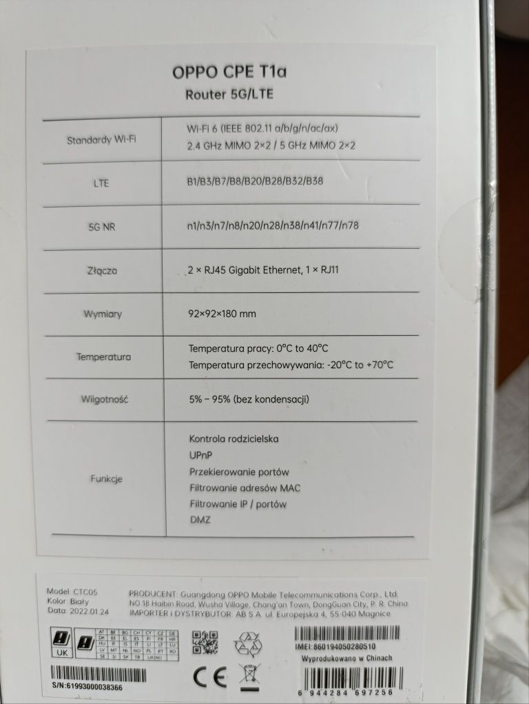 Ruter OPPO 5G CPE T1a