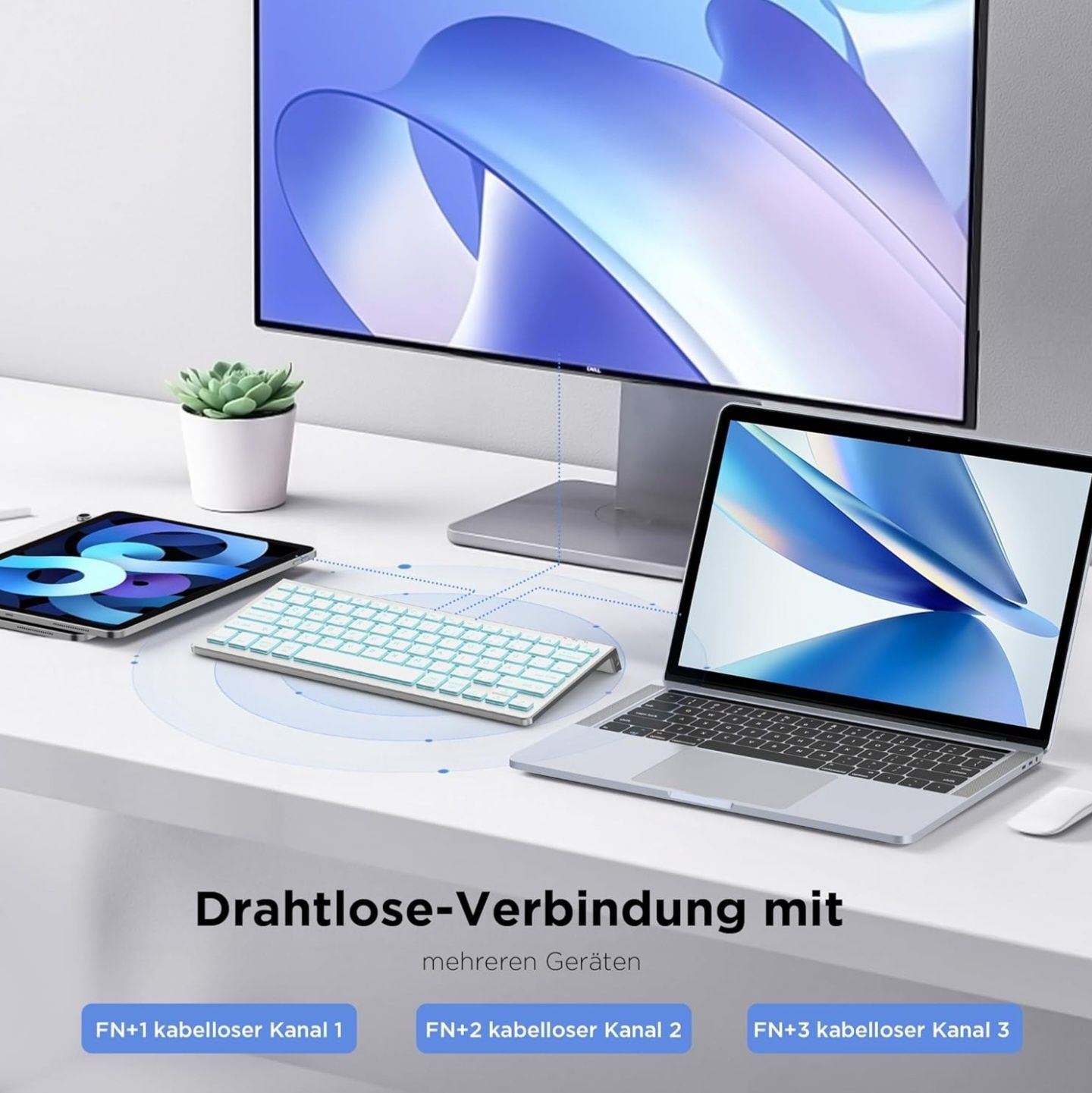 CACOE Klawiatura Bluetooth – wielofunkcyjna, podświetlana,