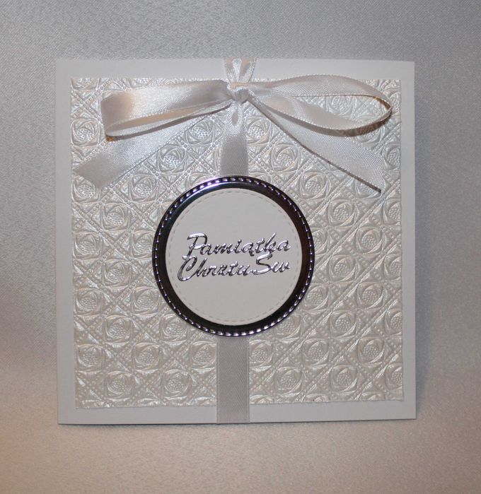 Kartka na Chrzest Święty dziecka biała srebrna elegancka 3D