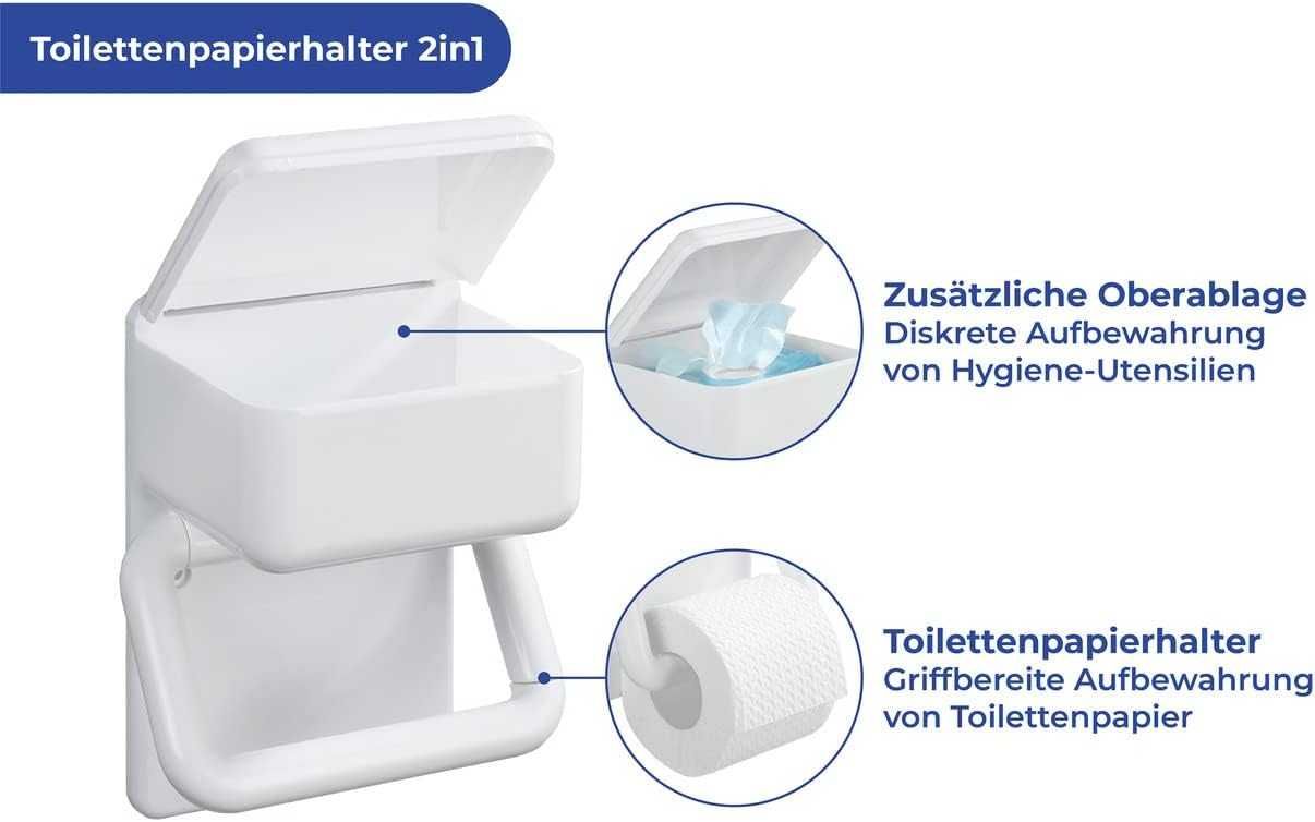 Uchwyt na Papier Toaletowy + Pojemnik WENKO 2w1