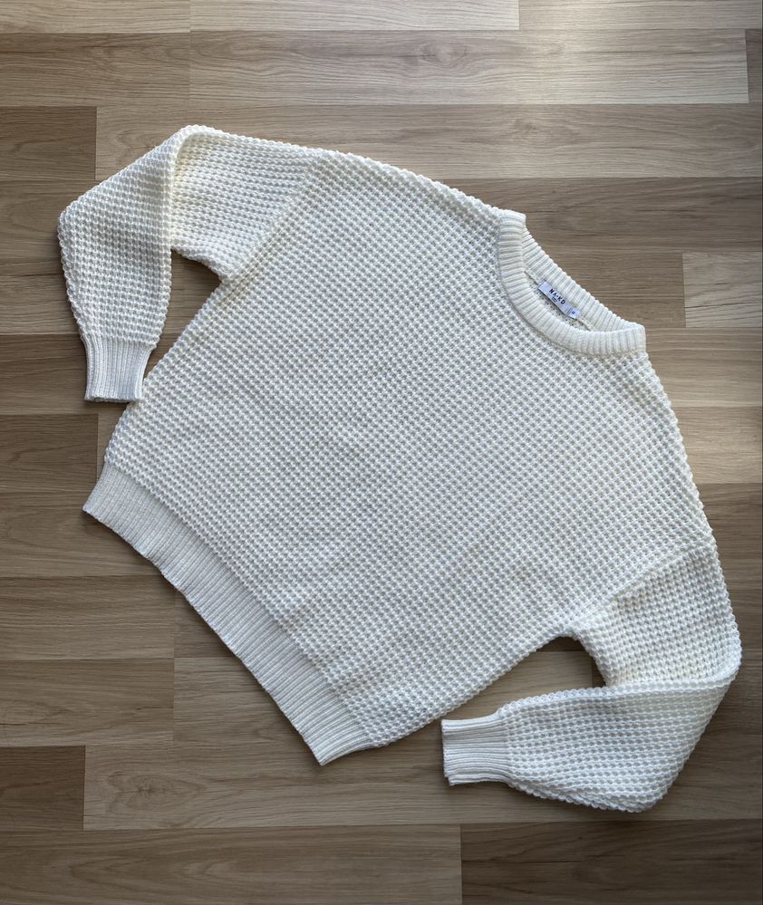 Kremowy sweter pleciony ażurowy gruby oversize NA-KD XS uniwersalny