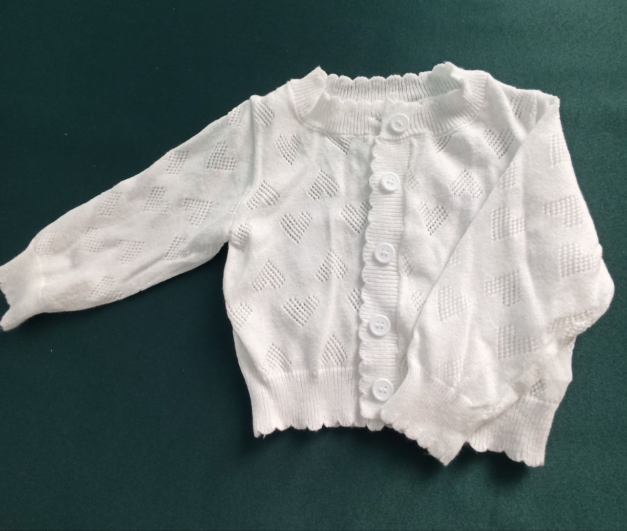 NOWY. Biały sweterek dla dziewczynki r.68/74