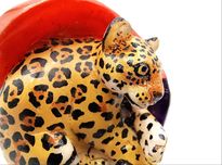 Jaguar pantera lew tygrys figurka rzeźba wounaan orzech tagua unikat