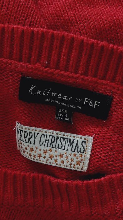 Sweter świąteczny Boże Narodzenie czerwony pingwin M 38 F&F