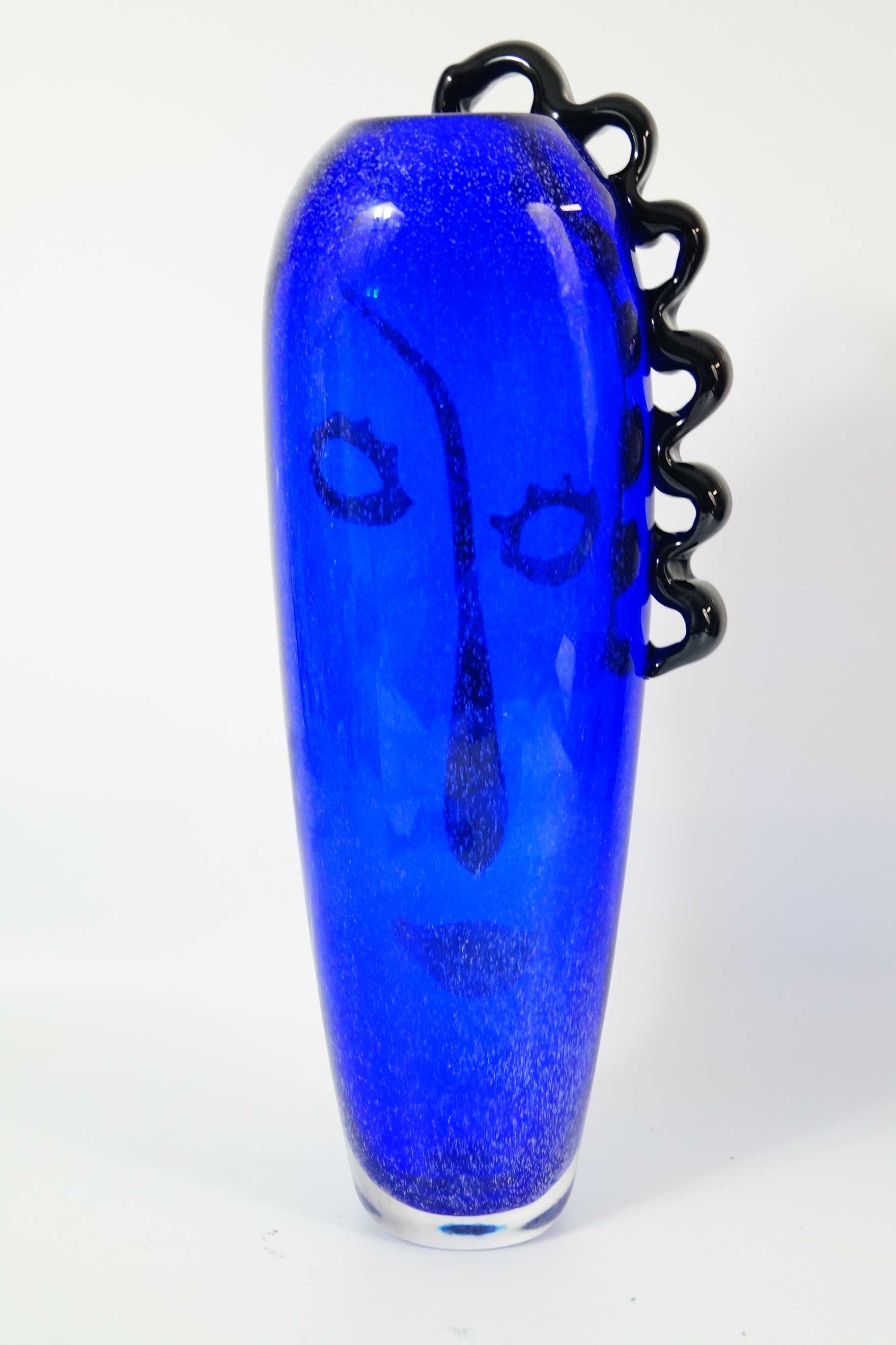 Szkło Murano style WAZON twarz DESIGN niebieski