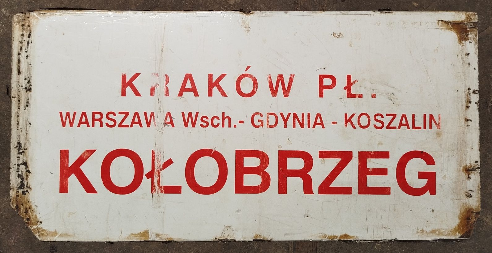 Tablica kierunkowa Kraków - Kołobrzeg