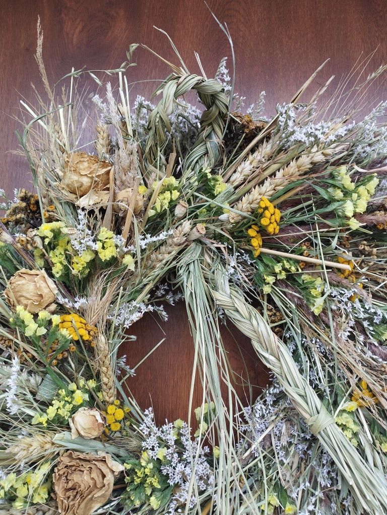 Wianek naturalny Boho z warkoczem