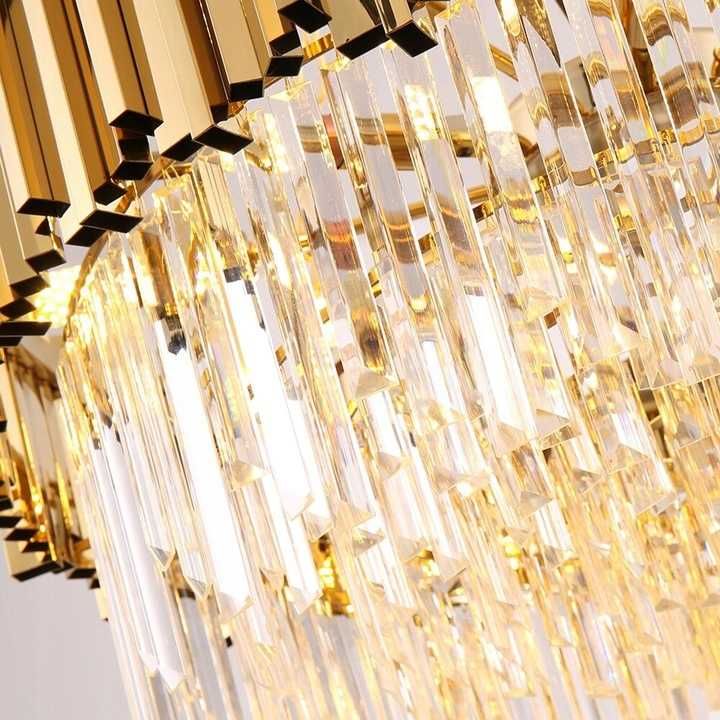 LAMPA WISZĄCA GLAMOUR duża złota kryształowa GOLD