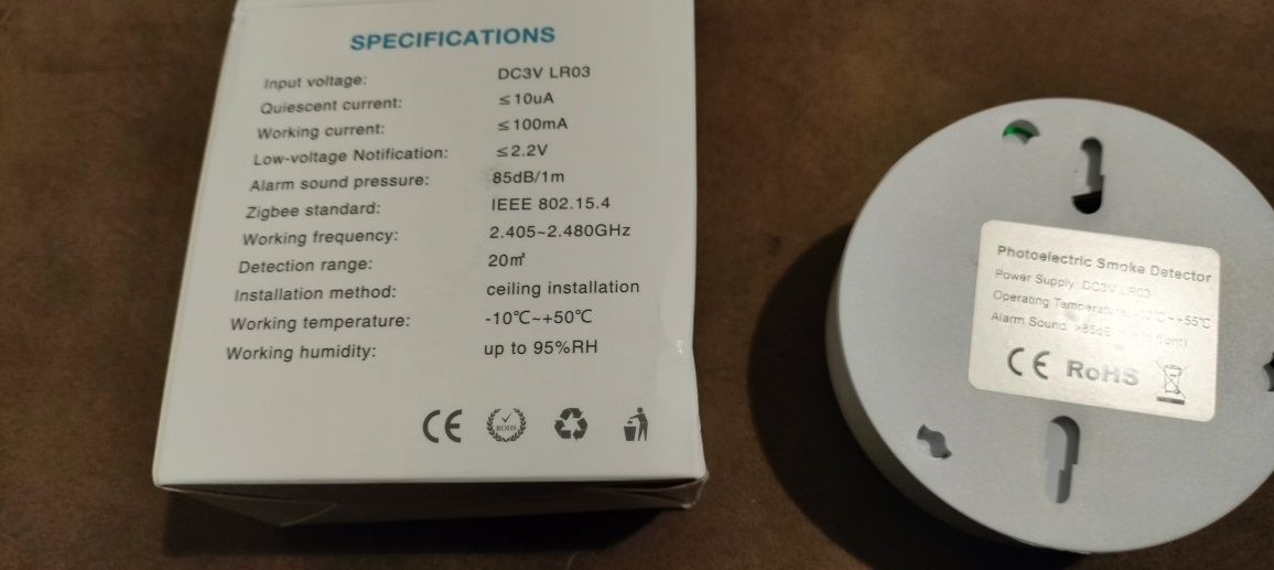 Czujnik dymu ZigBee 3.0 Tuya