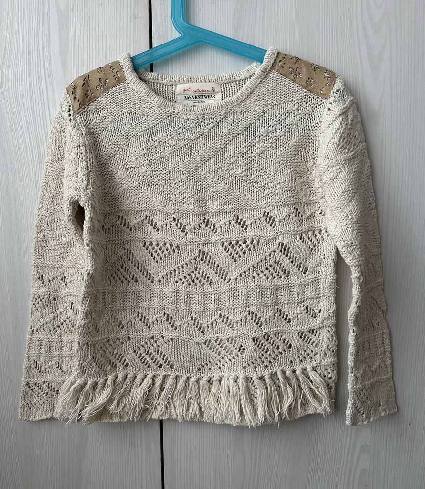 Ażurowy sweter z frędzlami Zara 110 boho