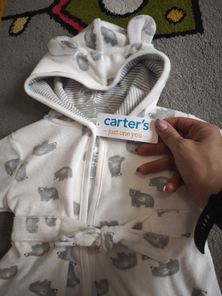 Szlafrok strój na plażę carters nowy + ręczniki gratis 0-9 mcy