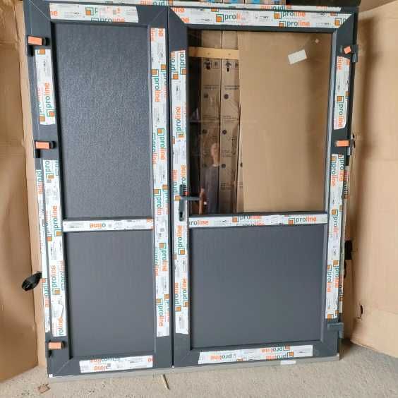 Drzwi PCV sklepowe  125x210 antracyt orzech W 3 DNI :)