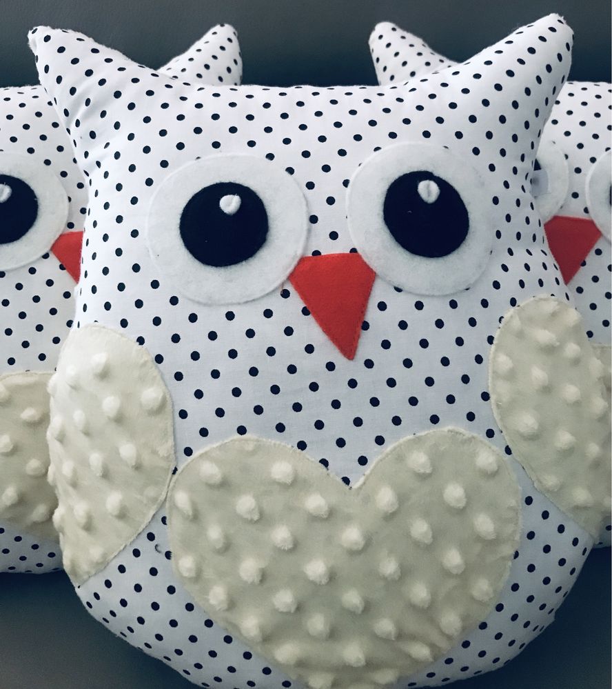 Duża sowa minky podusia rękodzieło handmade prezent maskotka owl