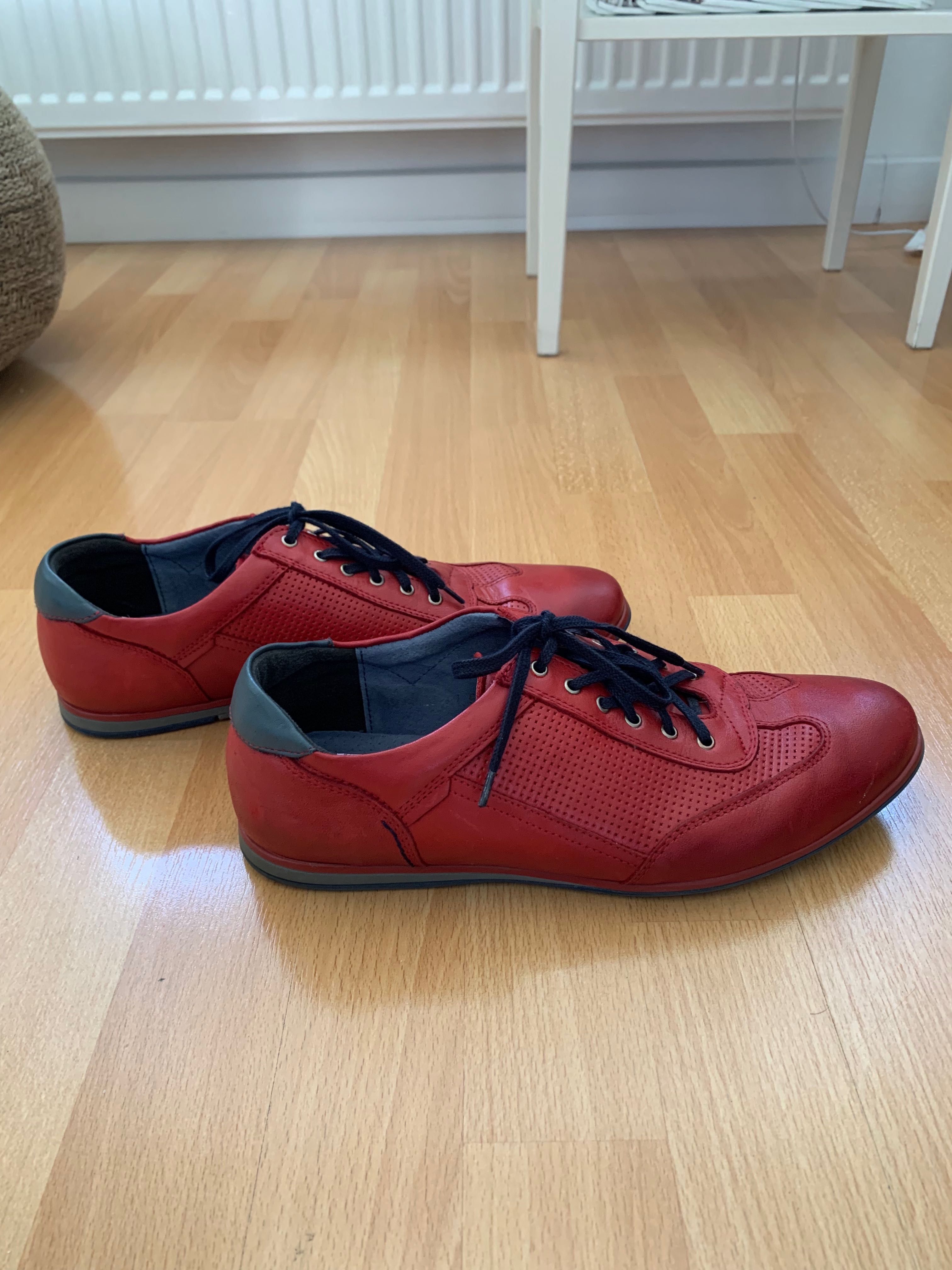 Buty męskie skórzane czerwone casual Kampol r. 42
