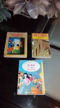 3 livros antigos de Enid Blyton: 2 livros OS CINCO e 1 livro OS SETE