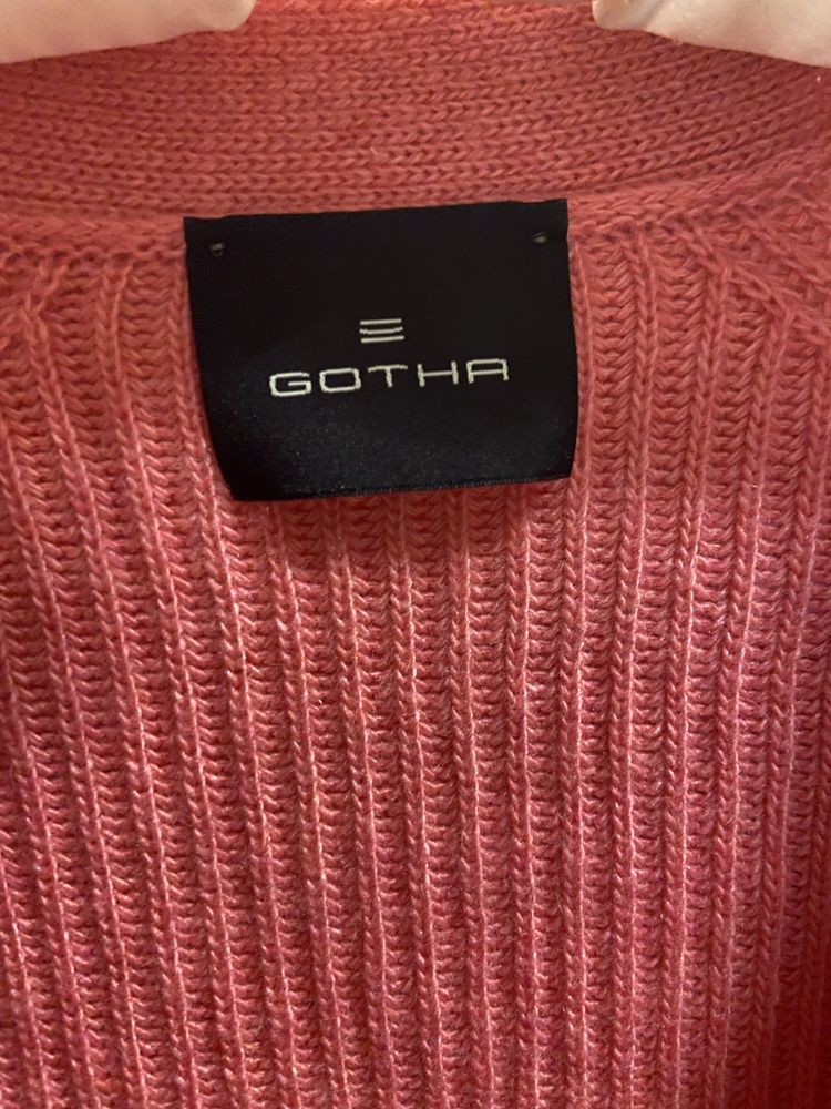 Sweter kardigan różowy szerokie rękawy rozpinany na guziki