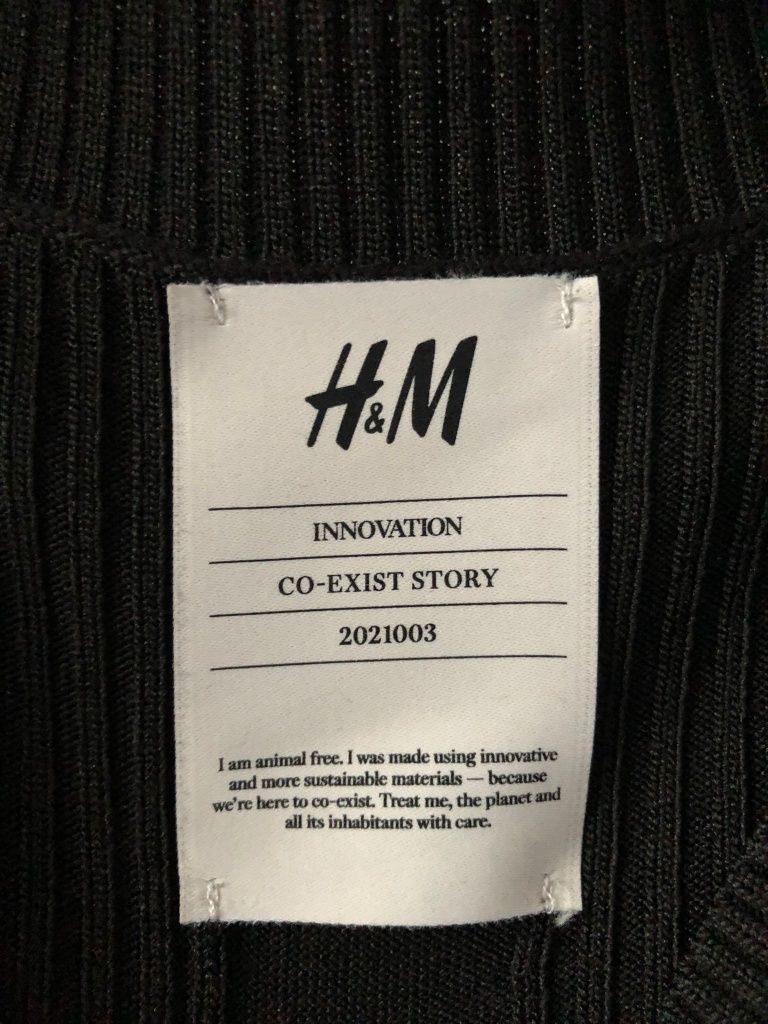 Kardigan w prążki z efektownymi rękawami krótki czarny H&M rozmia M/38